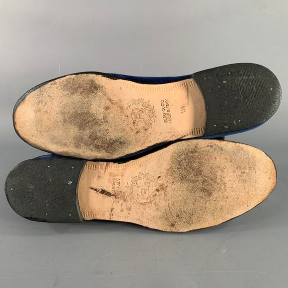 DEL TORO Size 11.5 Blue Red Velvet Slip On Loafers main image 9